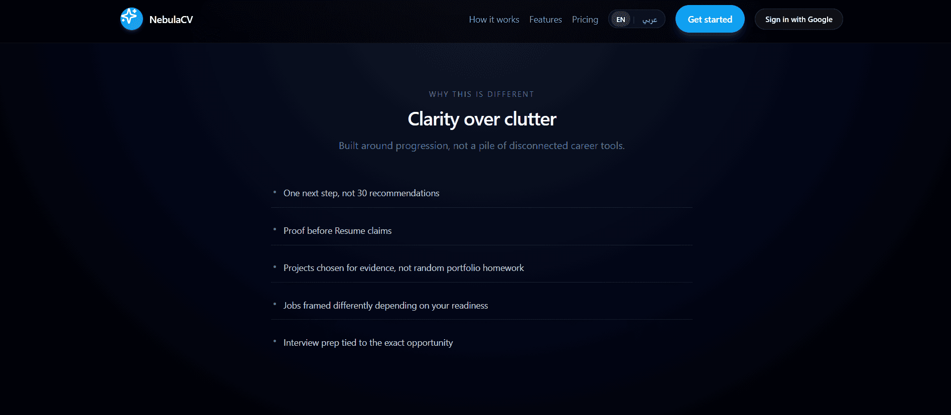 NebulaCV clarity over clutter section