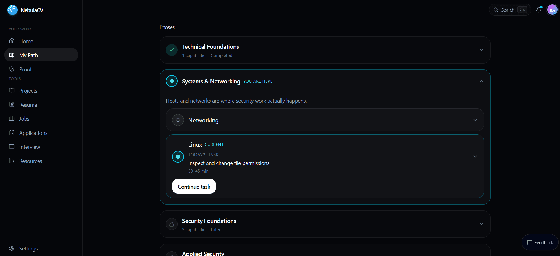 NebulaCV phased learning path